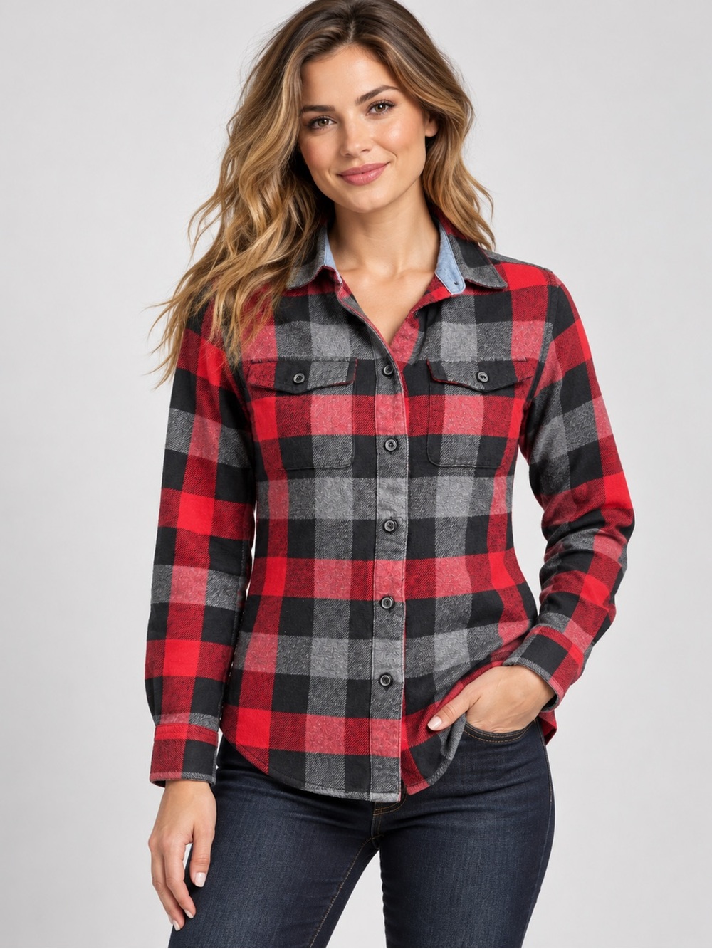 Penfield Trailwear Women’s Buffalo Plaid Flannel Shirt XS Red Black